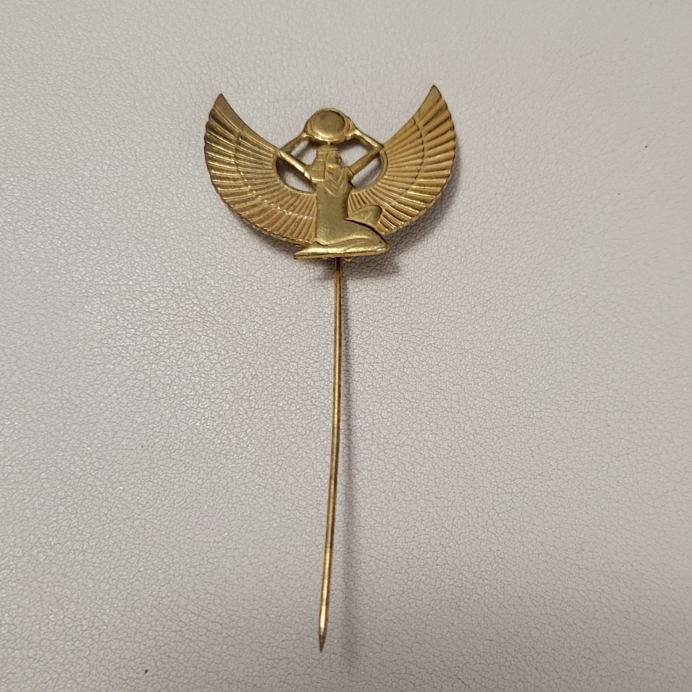 Vintage MIRIAM HASKELL Signed Egyptian Revival Isis Gold Tone Stick Pin